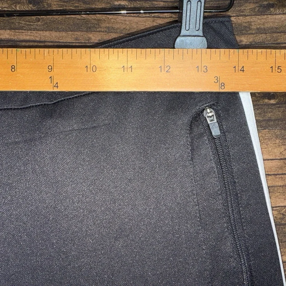 Adidas Sweatpants Black Stripes Size 24x29 No Size Tag Ankle Zipper